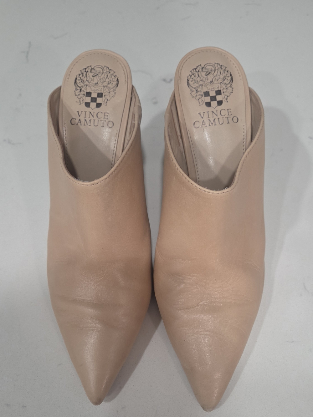 Vince Camuto Blush Pointed-Toe Leather Mules